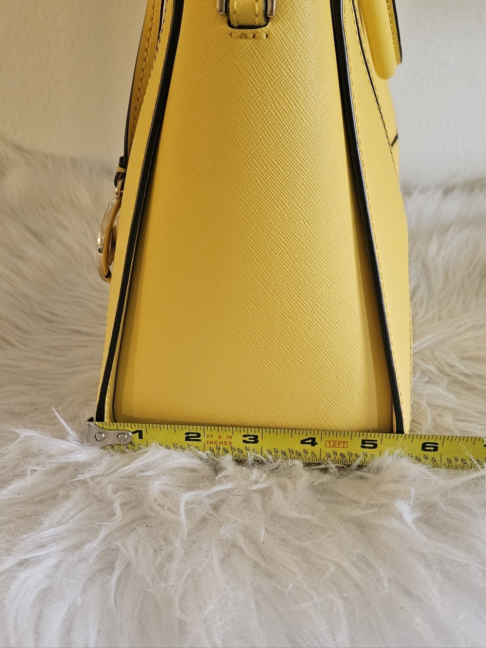 Michael Kors Yellow Saffiano Satchel with MK Charm - Picture 10 of 12